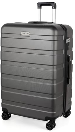 TANTOMI Koffer Groß, 28 Zoll Hartschalenkoffer, Trolley, Leichter ABS-Rollkoffer, Reisekoffer mit 4×360°-Rollen, 3-Stelliges Zahlenschloss (Dunkelgrau, 95L)