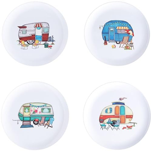 The Lakeside Collection Summer Dining Melamine Plates Set of 4 - Camper
