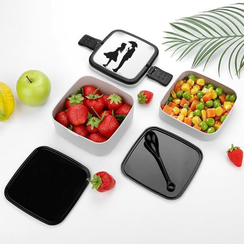 Bento-Box für Erwachsene, stapelbare Lunch-Behälter mit Utensilien-Set, auslaufsichere Lunchtasche, Anime-Liebhaber, Silhouette, Lebensmittelbehälter, umweltfreundliche
