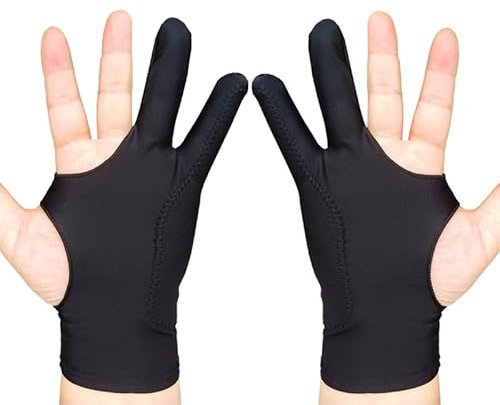 SUNTRADE 2 Pack Drawing Glove, Artist Glove with Two Fingers for Drawing Tablet iPad, Digital Art Palm Rejection Gloves, Good for Left and Right Hand (L)