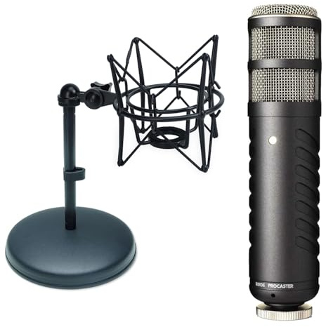 Rode Procaster Streaming Mikrofon mit keepdrum Tischstativ MS032 und Spinne Schwarz MS090B