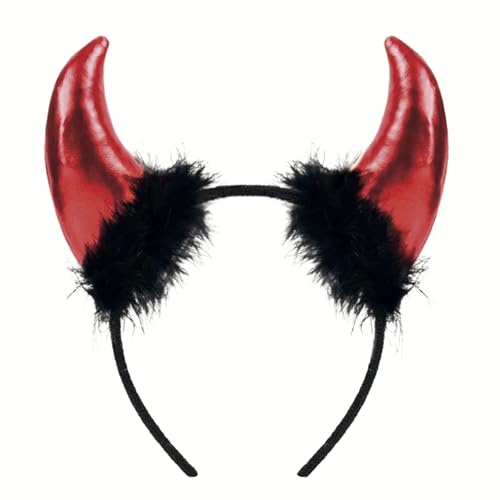 NAÏZAYA Cerchietto per Capelli Halloween - Corna da Diavolo con Piuma - Gadget per Costume