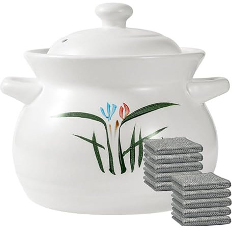 YLME Cazuela Olla para Sopa Resistente A Altas Temperaturas Olla De Barro De Cerámica para Cocina A Gas para Cocinar En Casa Y Guisos,2.1L
