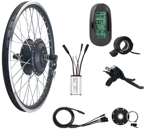 ELIKBH 48V 250W Bike Front Wheel Conversion Kit Bike Conversion Kit Brushless Gear Motor KT- Controller 130X Throttle KT-BZ-4(8) Assist PAS Bike Kit for Road Mountain Bike