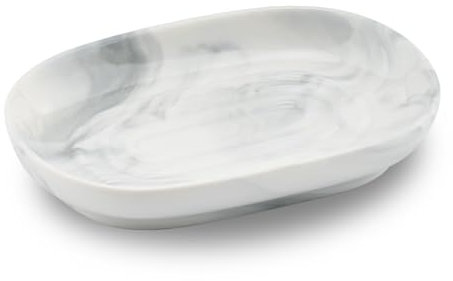 YoHyien Ceramic Soap Dish, Anti-Slip Marble Soap Dish for Bathroom, Soap Tray Dish, Soap Holder for Shower, Kitchen, and Sink, Keep Soap Dry & Easy Cleaning (Grey)