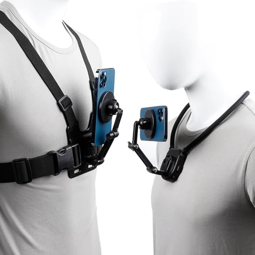 PellKing Chest Strap Mount Magnetic Neck Mount Kit for Magsafe, Hands Free Neck Phone Holder POV/Vlog Neck Mount Video Recording for iPhone 15 14 13 12 Plus Pro Max
