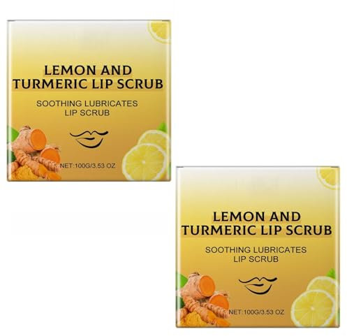Kurkuma-Lippenpeeling, Lippenpeeling, Kurkuma-Vitamin-C-Peeling, Aufhellungsbehandlung für dunkle Lippen, Lippenaufhellung für dunkle Lippen von Rauchern, Kurkuma-Zitronen-Lippenpeeling (2pcs)