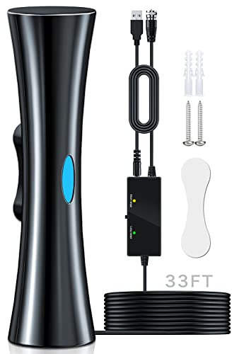620+Miles Indoor/Outdoor TV Aerial, 2025 Newest Digital TV Aerial Indoor for Smart TVs with Amplifier and Signal Booster, Freeview Antenna Booster for TVs 4K 1080P HDTV & VHF UHF-10M Thick Coax Cable