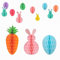 RYAN 11 Pièces Décorations de Pâques à Suspendre en Papier Lapin de Paques Carotte Oeufs de Paques Colorés pour Décoration Intérieure et Extérieure Printemps