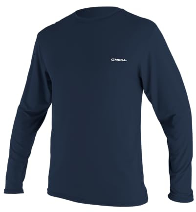 O'Neill Men’s Basic Skins-2 Long Sleeve Sun Shirt, UPF 50+ Sun and Rash Protection for Surfing and All Outdoor Activities, Navy, X Large