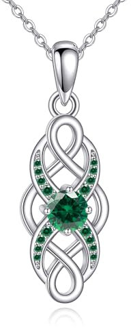 ONEFINITY Celtic Knot Necklace 925 Sterling Silver Infinity Necklace Irish Birthstone Pendant Infinity Celtic Knot Jewelry Gifts for Women May Birthstone