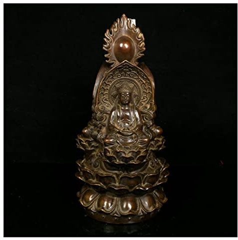 WIPPWER Zen Dekoration Bronze Buddha Statue Ornament Alte Bronze Kunst Buddha Bronze Sitzender Buddha Home Veranda Dekoration Statue Buddah Dekoration