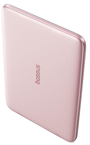 Baseus Picogo AM41 Power Bank, Ultra Slim 10000mAh Qi2 Magsafe Powerbank 15W Wireless, Ricarica Rapida PD 27W, Magnetico Batteria Esterna con cavo USB C per iPhone 17/16/15/14/13/12, Rosa