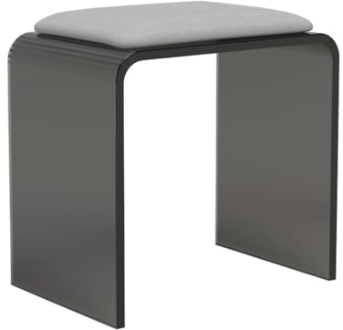 YRCHang AcrylBadezimmer Hocker, Schwarz Transparent Schuhwechselhocker Home Umkleideraum Stuhl Mit Sitzkissen Friseurstuhl 41 × 30 × 45cm