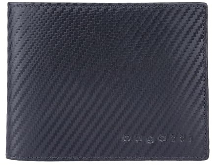 bugatti Lima Geldbörse aus Leder im Carbon-Look, Portemonnaie mit RFID-Schutz, schwarz