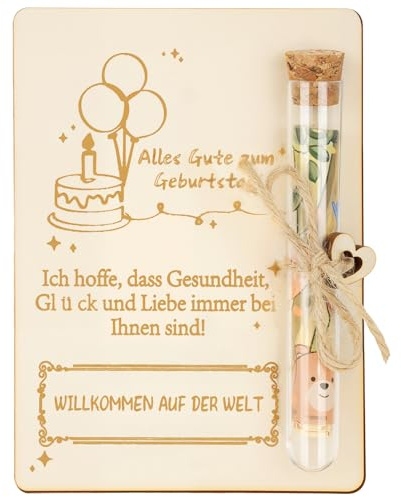 XTQFH Verpackung für Geldgeschenke Geburtstag ，Holz Mit Reagenzglas, 12.5 * 9 cm，Geld Geschenk,Jugendweihe Geschenke