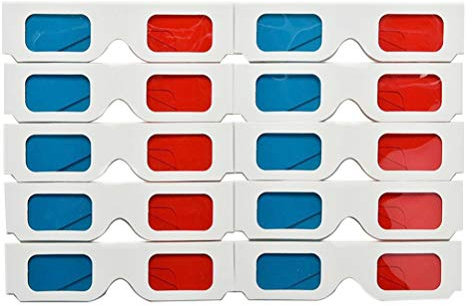 FRCOLOR Gafas 3D de Papel, 50 Lentes, Gafas estéreo de Marco de Papel para Cine