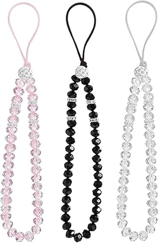 Vayfoni 3PCS Phone Wrist Straps - Crystal Beads Phone Strap - Sparkling Beaded Wrist Strap for Phones - Stylish & Durable Accessory
