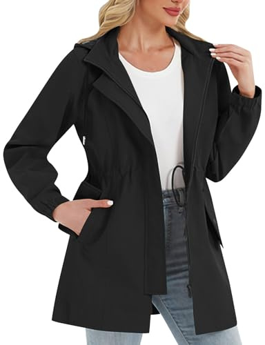 KOG Regenjacke Damen Wasserdicht Fahrradjacke Mode Wanderjacke Outdoor Jacken Einfarbige Oberteile Frau Regenjacken Herbst Casual Sport Jacke Kapuzenjacke Atmungsaktiv übergangsmantel Windjacke
