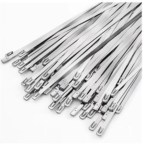 100 fascette stringicavo in acciaio inossidabile da 4,6 mm, resistenti, autobloccanti, multiuso, in metallo, for tubi di scarico - Facile Installazione(4.6x600mm)