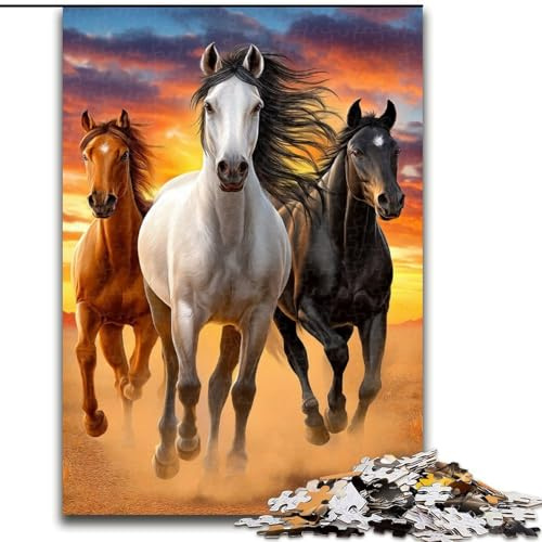 Puzzle 1000 Teile für Erwachsene, laufendes Pferd, Puzzle für Erwachsene 1000, Weihnachten oder Geburtstage (Größe 50x75cm)
