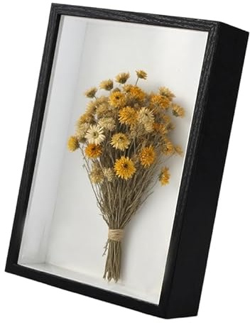 Marcos con Profundidad 5cm, Marcos para Cuadros 3D para Objetos, Marco de Fotos Madera para Rellenar, Marco de Profundo para Mesa Pared, Marco de Caja de Sombra para Medalla Flor (21x29.7cm A4;Negro)