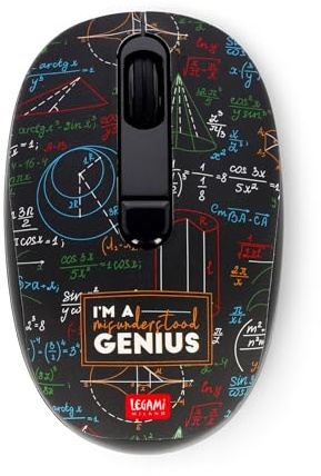 Legami - Mouse Wireless con Ricevitore USB Ultra Compatto, Tema Genius, 3 Opzioni di Velocità, Materiale ABS, Connessione Wireless fino a 10 m