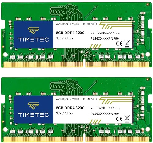 Timetec Premium 16GB KIT(2x8GB) DDR4 3200MHz (PC4-3200AA) PC4-25600 SODIMM RAM per laptop, mini PC e computer All-in-One – Non-ECC Unbuffered, 260 pin, 1,2V CL22 modulo di memoria