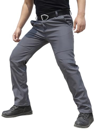 Generiska cargobyxor herr 3XL stretch: Utomhusbyxor lätta vandringsbyxor tunna taktiska byxor C fältbyxor nötningsbeständiga vandringsbyxor enfärgade klätterbyxor klassiska bekväma raka byxor, GRÅ