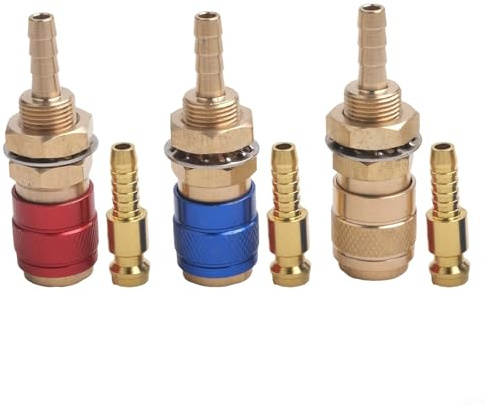 Connettore rapido per gas e acqua per saldatrici TIG, diametro interno 6 mm, raccordo per tubo in ottone, compatibile con i modelli 12, 18, 20, 27 per torcia di saldatura Rilascio gas e applicazioni