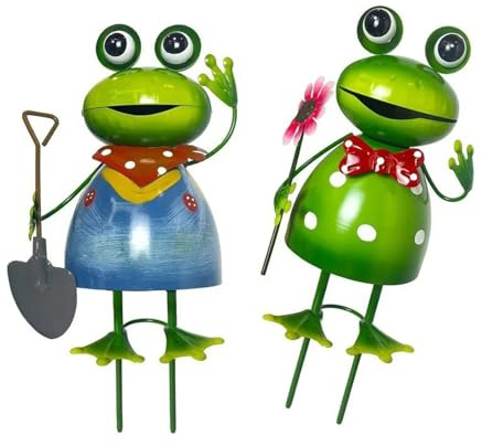OSNIYAW Frühlingsfrösche Figuren für den Garten Freien. Kunstdekorationen aus rostfreiem Eisen für den Muttertag oder den Familienhof. Gartenskulpturen aus Eisen