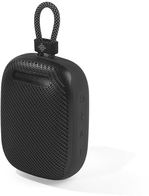 Intempo Amalfi Mini Speaker, Bluetooth 6.0, 7W, Black | IPX6 Waterproof, Up To 12 Hours Playtime, Rhythm Sync Lighting, Connect 2 Speakers, Carry Strap, Compact Design