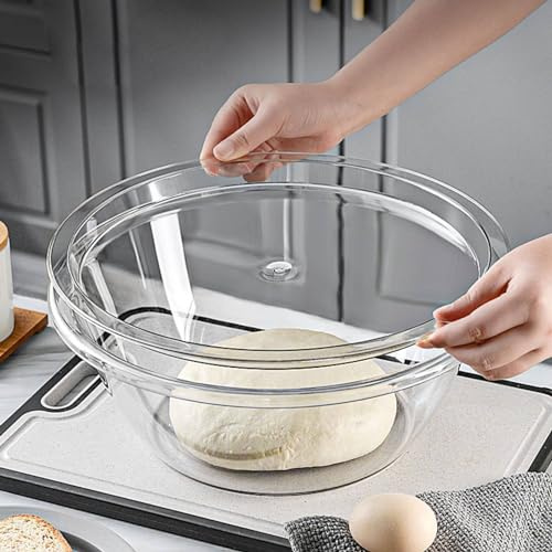 Omquot Ciotola in plastica trasparente con grande capacità, ciotola per impastare antiaderente per la preparazione dell'impasto, contenitore da cucina (misura piccola)