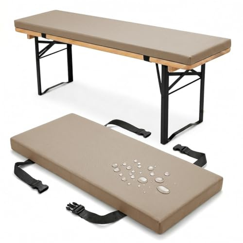 PTKG Cojines Sillas Comedor Grosor 3 cm Relleno Cojin para Banco Funda Cojin Exterior Impermeable Cojines Exterior Jardin for Dining Chairs Conjunto Jardin Bancos de Cerveza,Caqui,190x40x3cm