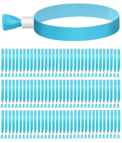 KRVNTH Pulseras de Tela Personalizadas 100 Uds Azul, Brazaletes Desechables de Poliéster para Identificación Infantil, Seguridad Escolar y Eventos Masivos
