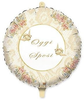 Pallone PALLONCINO in foil MYLAR OGGI SPOSI - gonfiabile ad elio o ad aria - 45 cm - gonfiabile ad aria o ad elio - fornito sgonfio