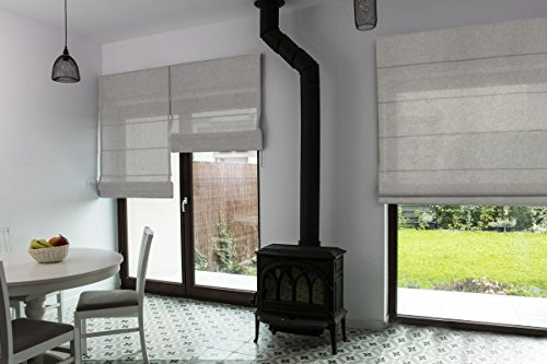 Premium-Raffrollo nach Maß, Raff-Gardinen, Vorhang, hochqualitative Wertarbeit, alle Größen verfügbar, halbtransparent, maßgefertigt, Klemmfix ohne Bohren (160cm Höhe x 170cm Breite/Stone)