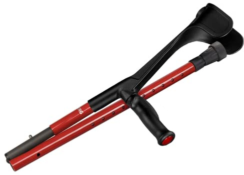 Faltbare Reisestütze aus Carbon in rot mit Anatomischem Hartgriff für links