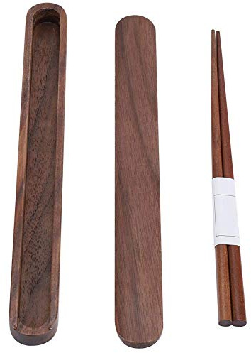 TOPINCN 1 Pair Chopsticks with Storage Case Box Wooden Food Grade Portable Reusable Tableware Set Kit Home School Travel Camping Picnic Office