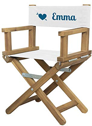 Geschenkegarten Personalisierter Regiestuhl für Babys (1-5 Jahre) mit Herzmotiv (Marineblau)