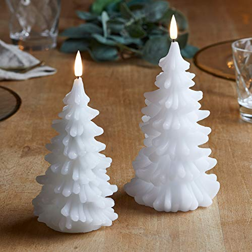 Lights4fun, Inc. Set di 2 candele a LED senza fiamma per albero di Natale bianco Truglow