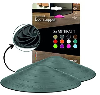 Doornado Starker Gummi Türstopper - Türhalter ohne Bohren - Für alle Arten von Türen und Böden - 118x25mm – Designpreis - Grau