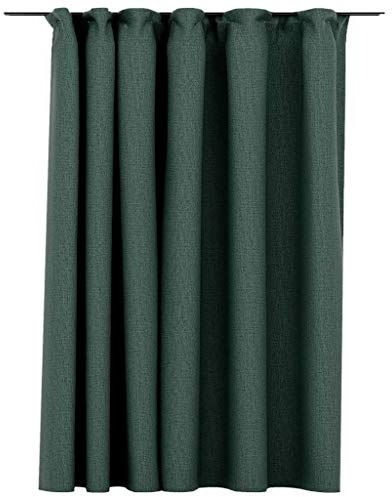 vidaXL Vorhang Verdunkelung mit Haken Verdunkelungsvorhang Kräuselband Thermo Gardine Blickdicht Thermovorhang Leinenoptik Grün 290x245cm