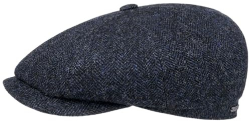 Stetson Hatteras Classic Wool Schiebermütze Herren Flatcap mit Baumwollfutter Fischgrätmuster Ballonmütze Herbst Winter