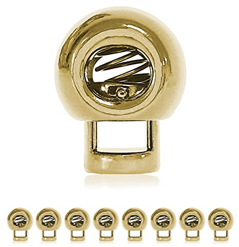 Ganzoo Kordelstopper Metall, 8er Set, goldfarben, 1 Loch 4 mm, 20 x 15 mm, runde Kordelklemme zum Fixieren von Zugband an Hoodie, Hose, Rucksack, Beutel