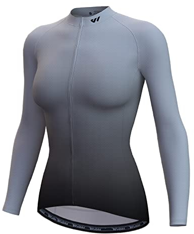 Wulibike Rennrad Trikot Thermo Damen Fahrradbekleidung Atmungsaktiv - Winter Trikot für Damen (Schwarz und Grau, S)