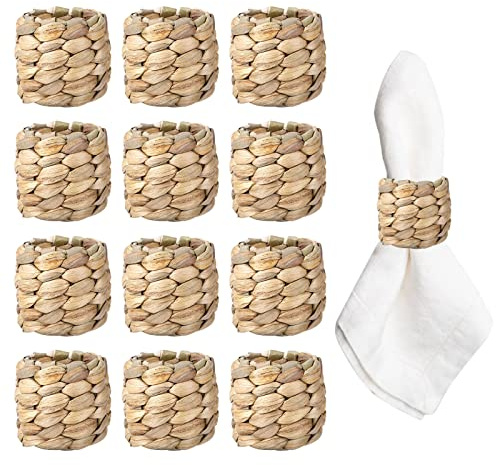 APTWOW Rustic Napkin Rings Set of 12, Hand-Woven Farmhouse Fall Napkin Rings, Holiday Party, Christmas, New Year Eve, Thanksgiving Dinnerware, Easter Napkins Rings
