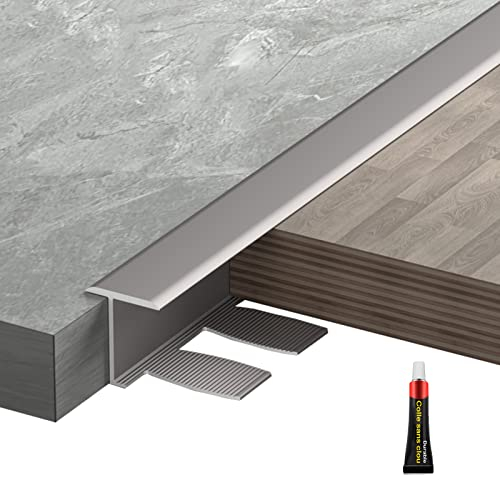 LAIDEPA Metall Dekorativ Aluminium Übergangsprofil, T Type Abdeckleisten Für Fußböden, Innen Außen Zimmer Übergangsschiene, Treppen-Kanten Schwellenrampe, Schnelle Montage,Matte chmpge,140cm/55