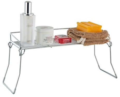 JUNCHU CHERRY Metal The Sink Vanity Organizer, Bathroom or Kitchen Sink Organizer, Feminine Products Organizer (Chrome)