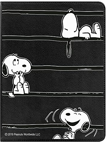 Étui officiel Snoopy pour Apple iPad 6, rayures Snoopy [Housse pour tablette] [Protection contre les chutes] pivotant à 360° [Fonction support].